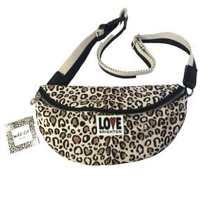Brighton Wild Cat Belt Bag Leopard Print Canvas Waist Pack Love Brighton NWT‎